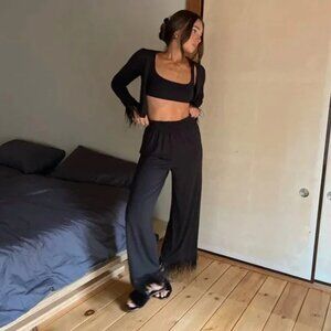 WeWoreWhat Feather Modal Jersey Pull On Pant XS / Black